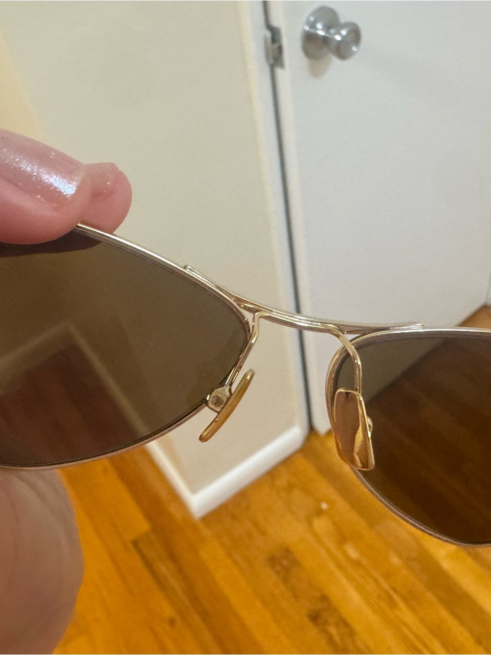 Yves Saint Laurent Gold Frame Brown Lens Aviator Sunglasses
